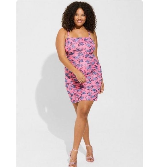 TORRID NWT Mini Mesh Shirred Bodycon Dress - Picture 3 of 5